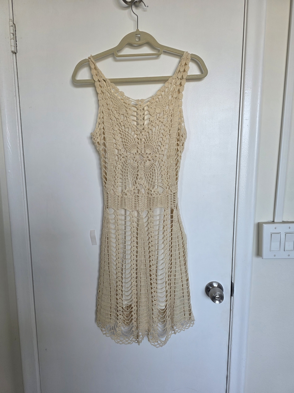 Free People Crochet Tank Dress in Cream